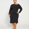 Velvety-Cool Jersey Cinched Dress - Black
