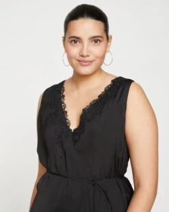 Starry Satin Top - Black