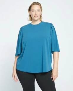 Crepe Jersey Capelet Blouse - Midnight Rain