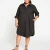 Carefree Stretch Twill Shirtdress - Black