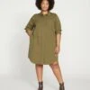 Carefree Stretch Twill Shirtdress - Ivy