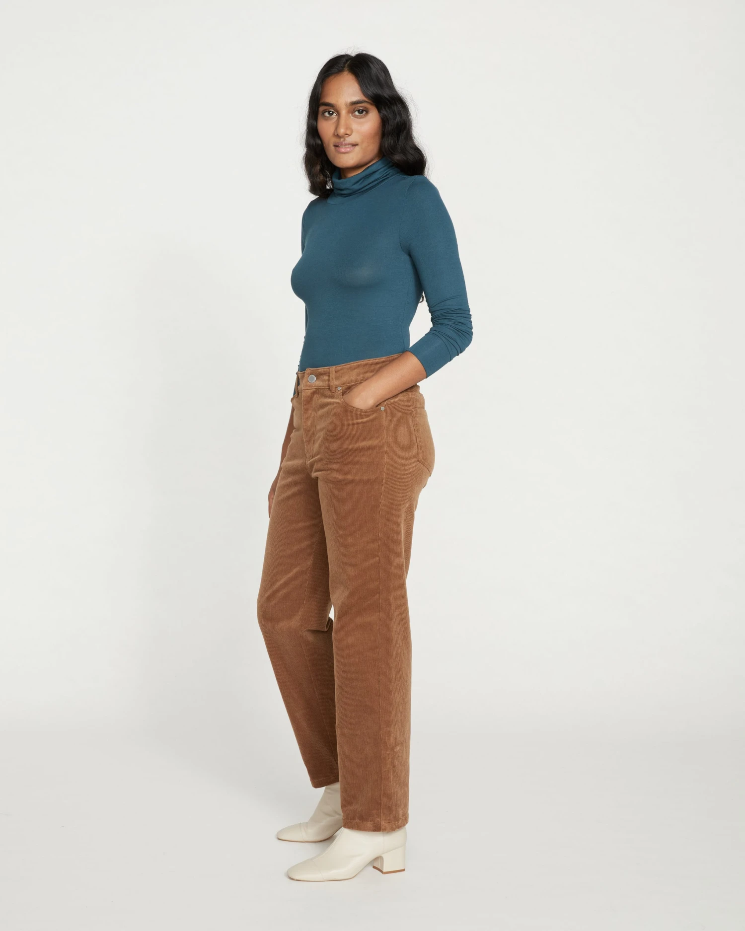 Cassidy High Rise Straight Corduroy Pants - Foie Gras - Image 3