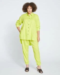 Shoreline Linen Joggers - Bright Melon