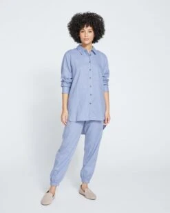 Shoreline Linen Joggers - Pressed Pansy