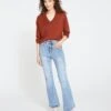 Farrah High Rise Flared Jeans - Distressed Vintage Blue
