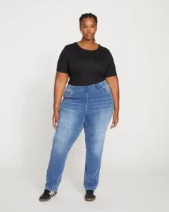 ComfortDenim Stovepipe Jeans 32 Inch - Western Blue Wash