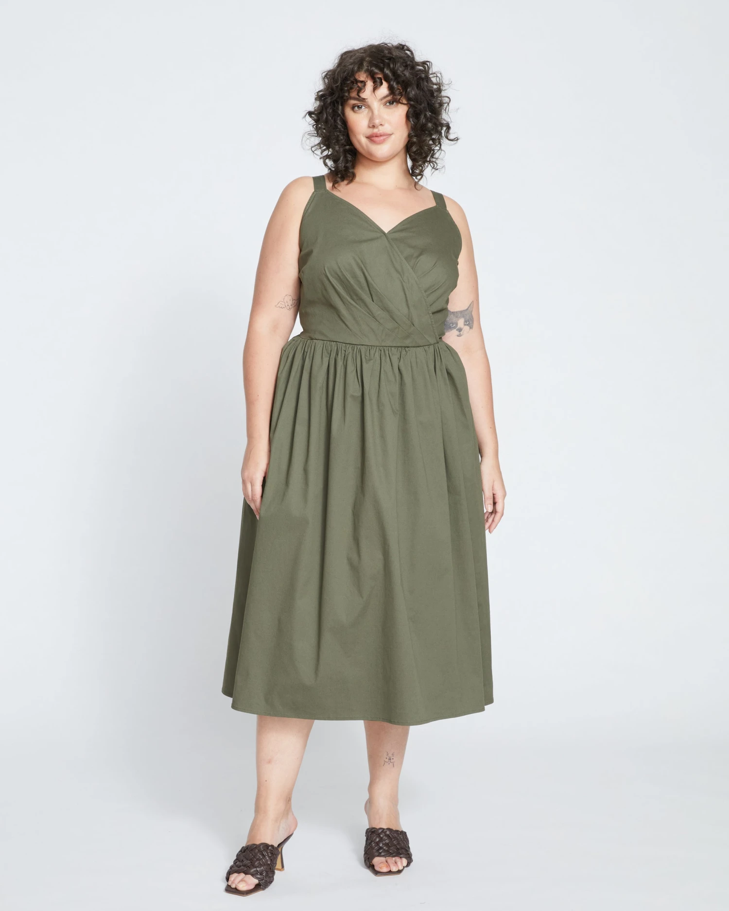 Bellport Sateen Crossover Dress - Tarragon - Image 5