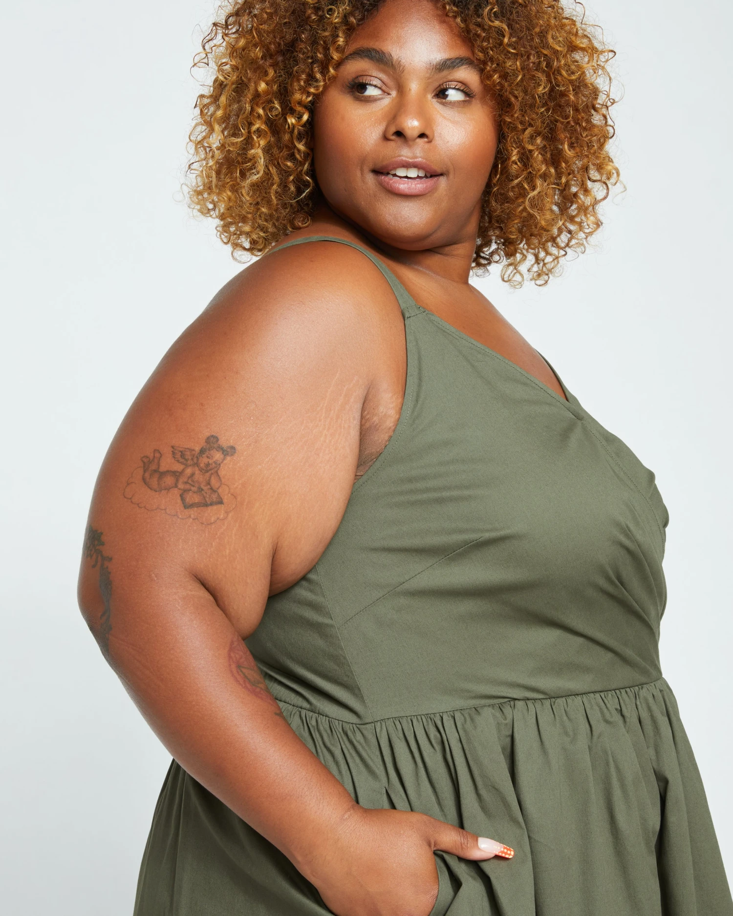 Bellport Sateen Crossover Dress - Tarragon - Image 2