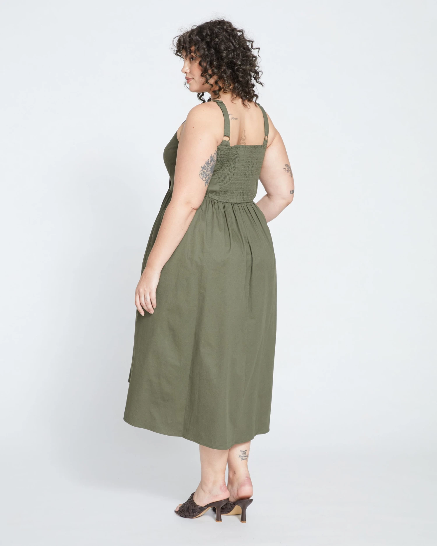 Bellport Sateen Crossover Dress - Tarragon - Image 8