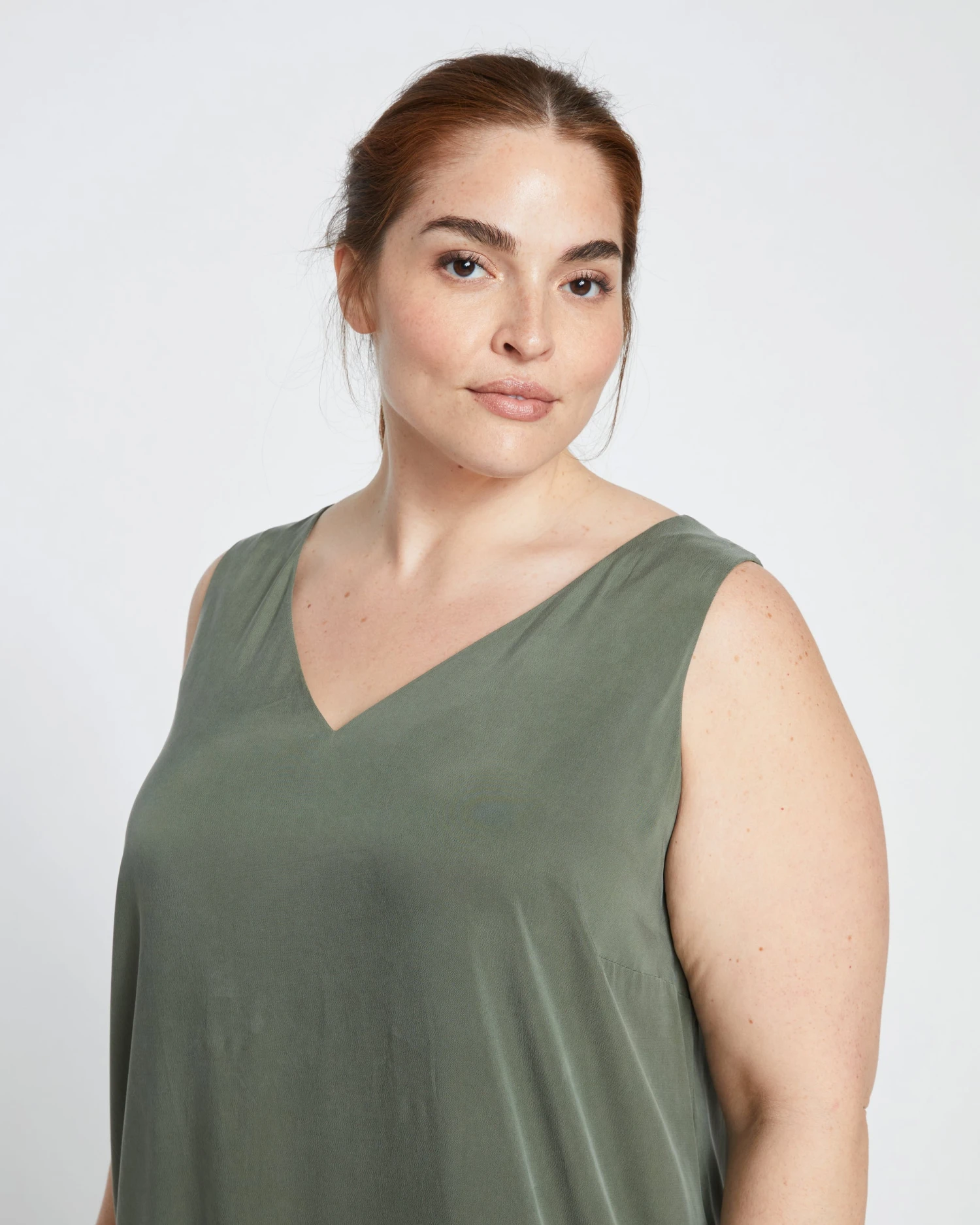 Iconic Cooling Cupro Geneva V Tank Dress - Tarragon - Image 2