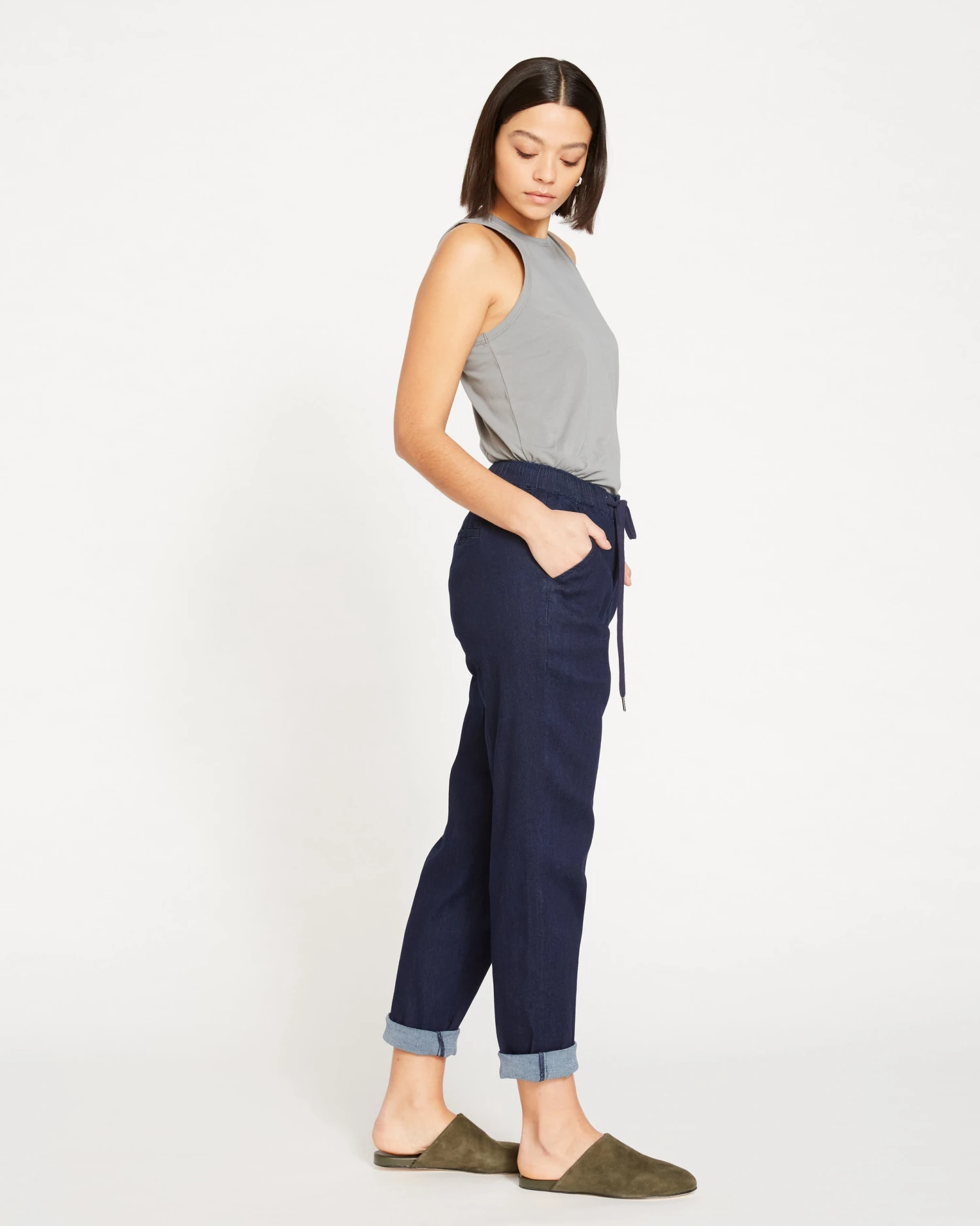 ComfortDenim Drawstring Jean Trouser - Dark Indigo - Image 2