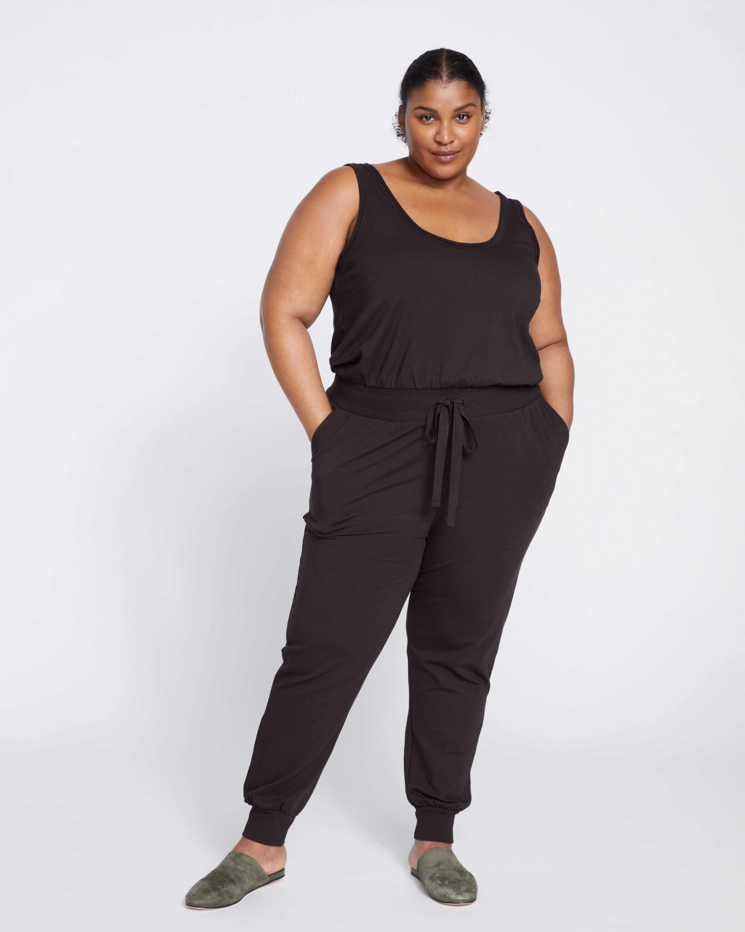 Superfine French Terry Jumpsuit - Black - Image 2