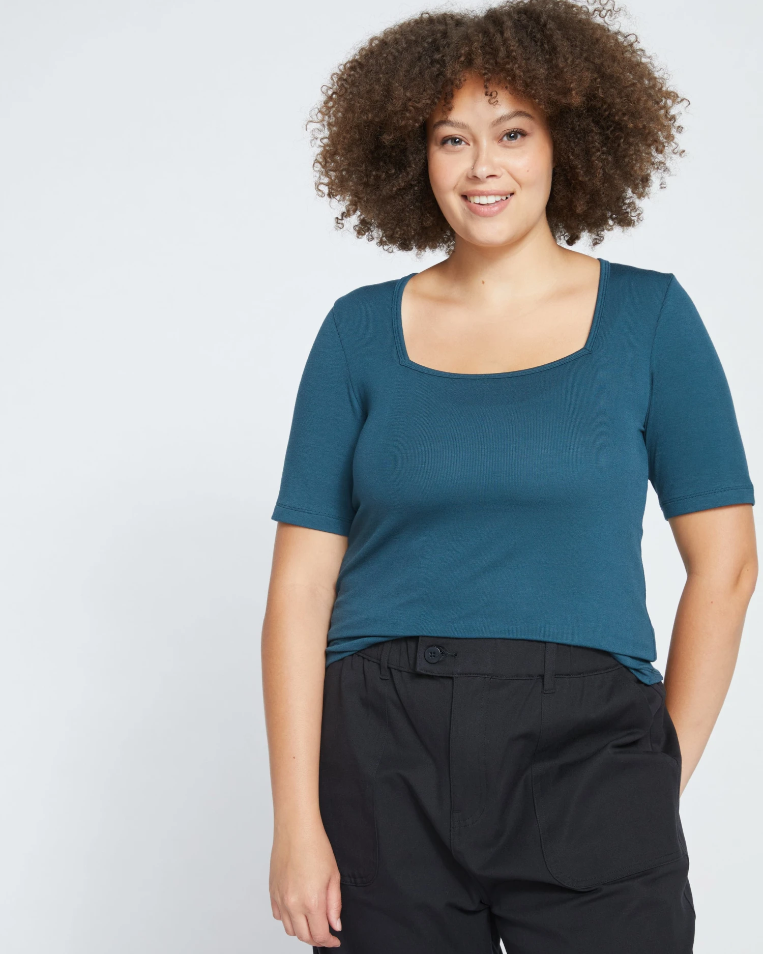 Foundation Short Sleeve Square Neck Tee - Deep Sea