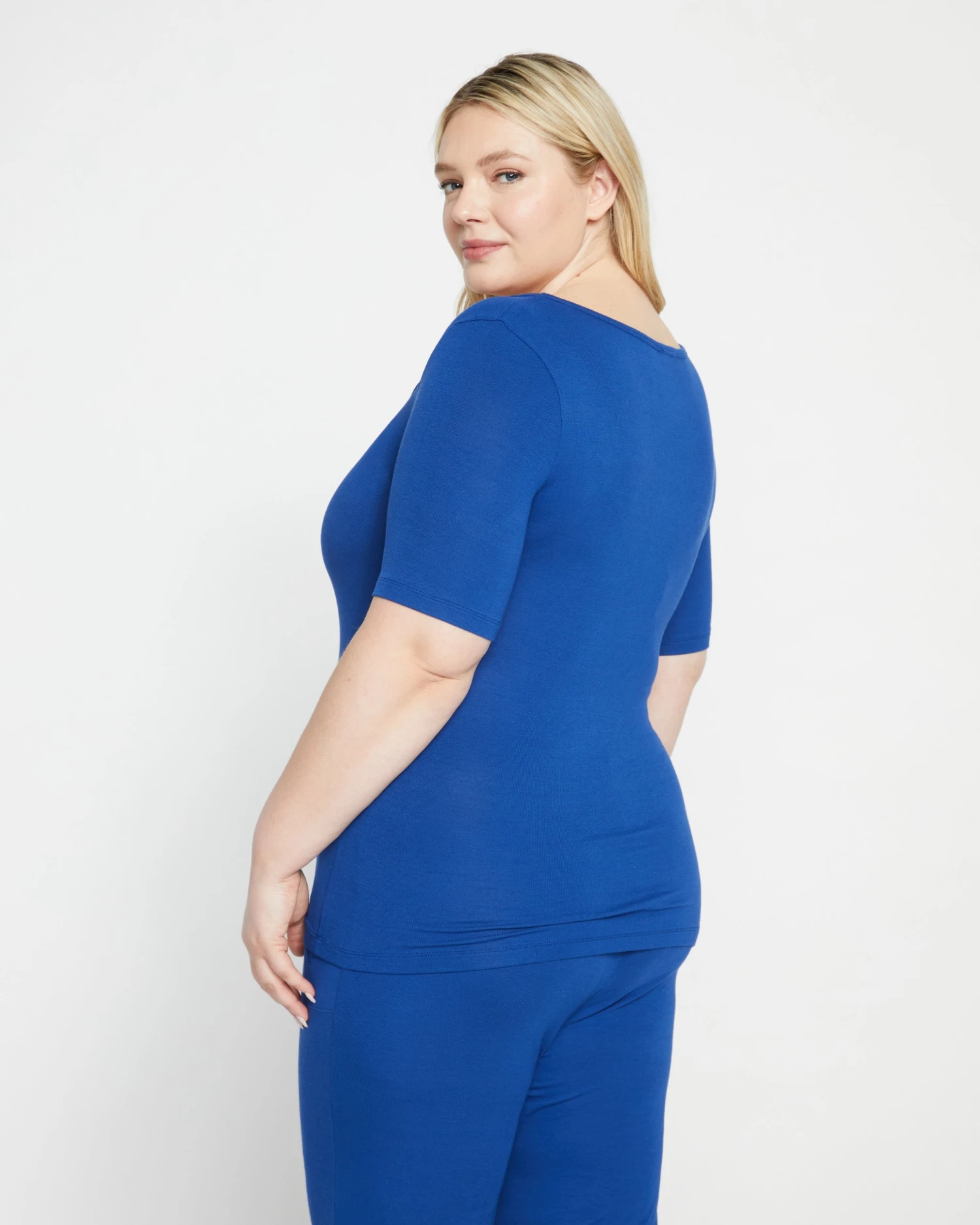 Foundation Short Sleeve Square Neck Tee - Lapis - Image 4