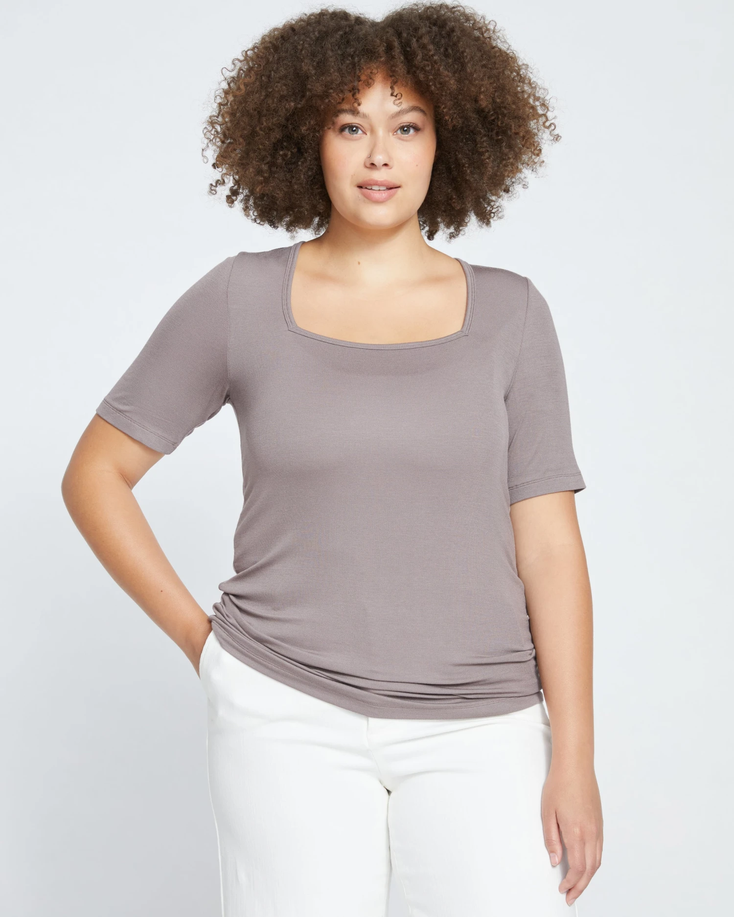 Foundation Short Sleeve Square Neck Tee - Nutmeg