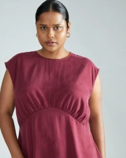 Cooling Stretch Cupro Shell Top - Rioja