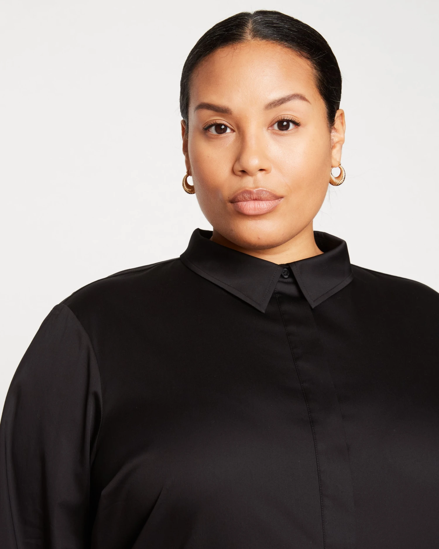 Elbe Popover Stretch Poplin Shirt Classic Fit - Black - Image 3