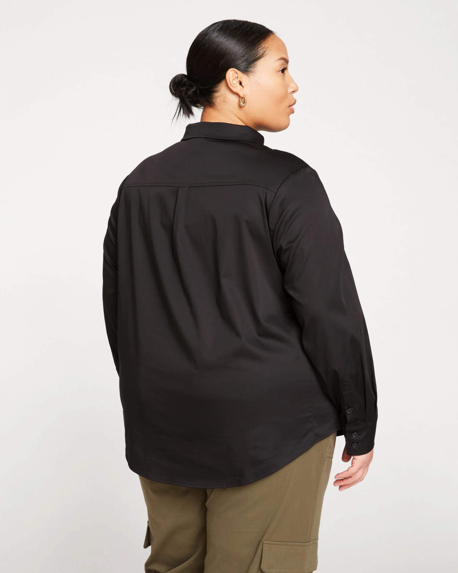 Elbe Popover Stretch Poplin Shirt Classic Fit - Black - Image 5