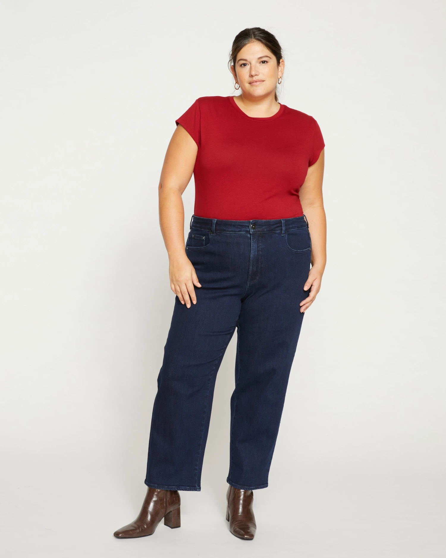 Etta High Rise Straight Leg Jeans 28 Inch - Dark Indigo - Image 3