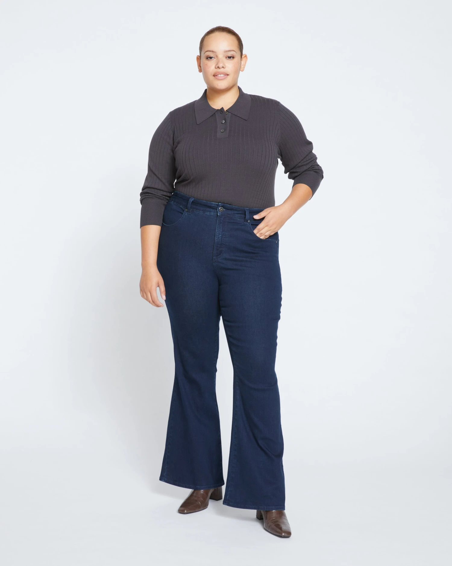Farrah High Rise Flared Jeans - Dark Indigo