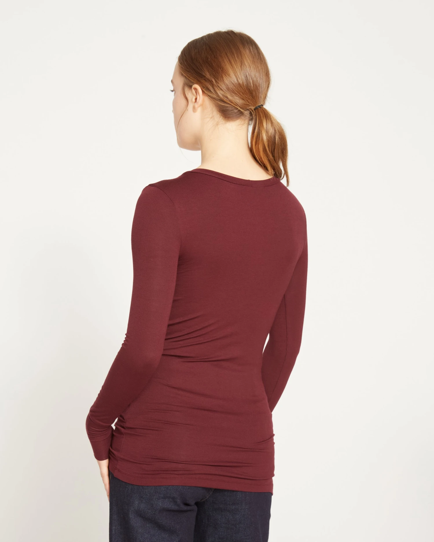 Foundation Long Sleeve Crew Neck Tee - Black Cherry - Image 5