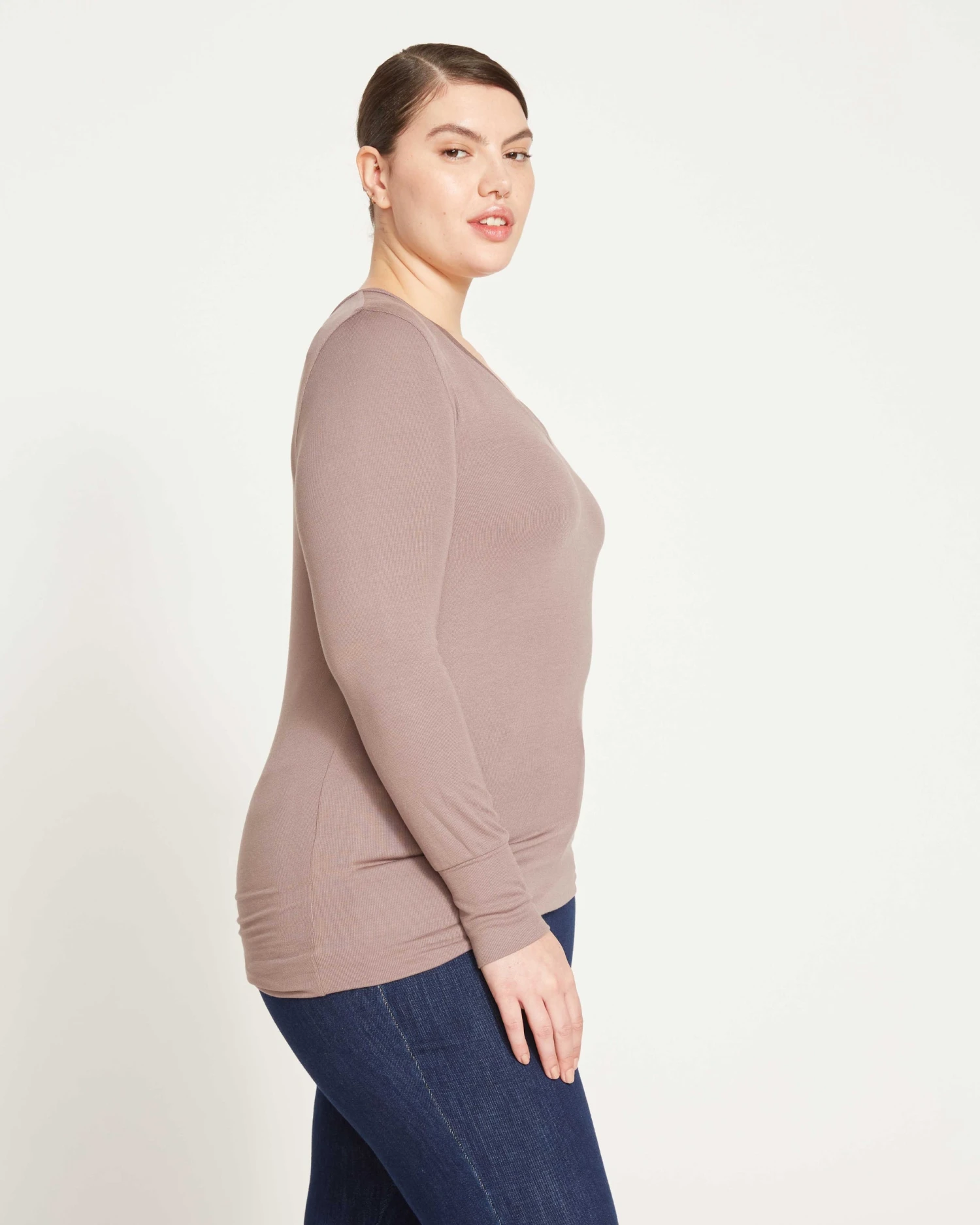 Foundation Long Sleeve V-Neck Tee - Nutmeg - Image 4