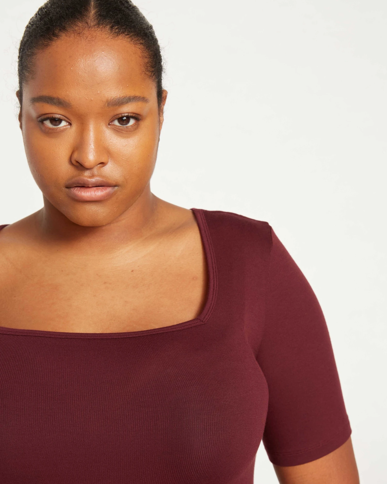 Foundation Short Sleeve Square Neck Tee - Black Cherry