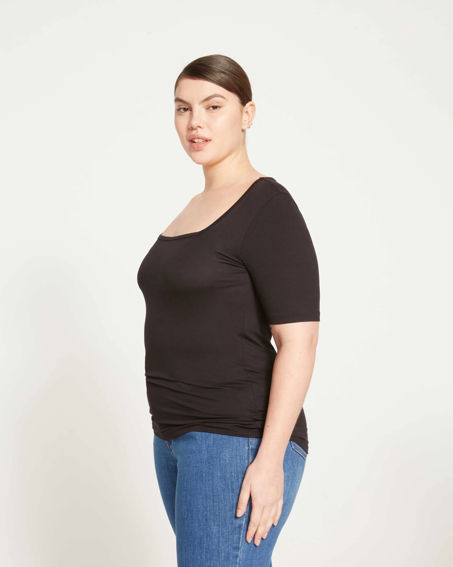 Foundation Short Sleeve Square Neck Tee - Black - Image 3