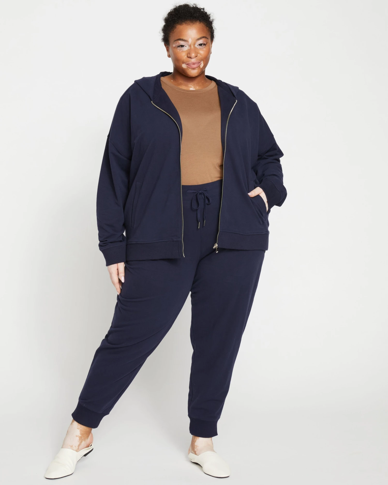 Fundamental French Terry Zip Up Hoodie - Midnight - Image 2