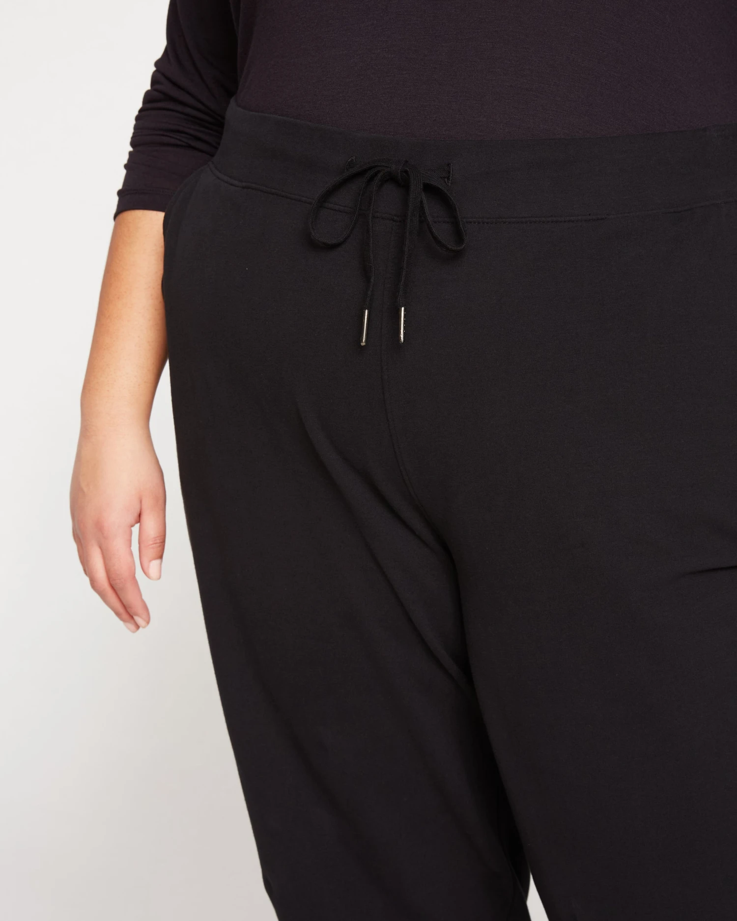 Heather Brushed Terry Drawstring Jogger - Black - Image 3