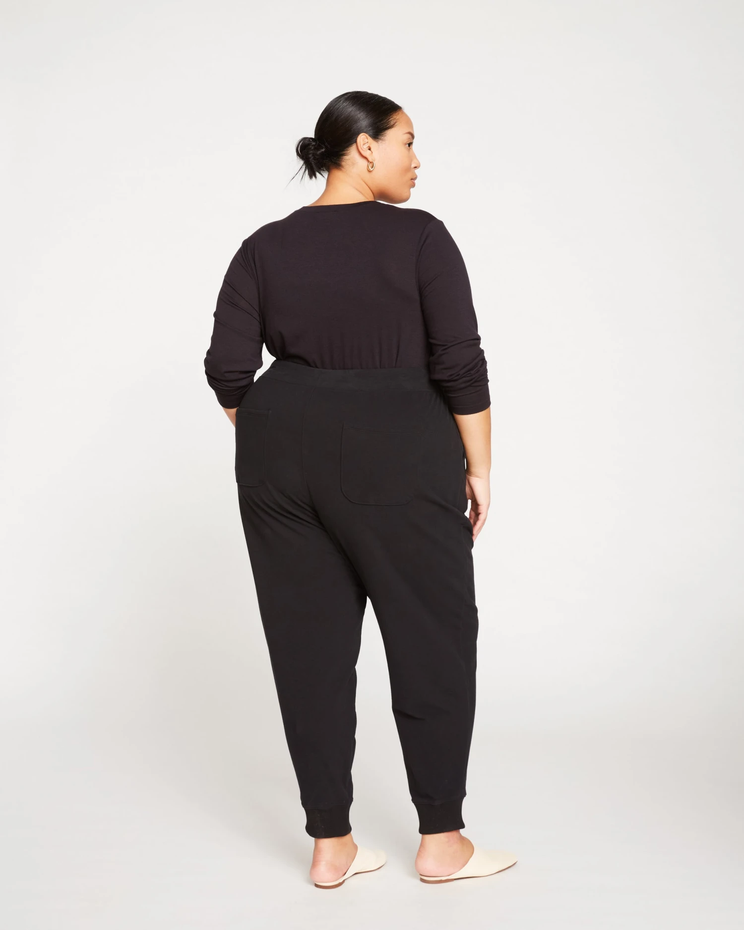 Heather Brushed Terry Drawstring Jogger - Black - Image 5