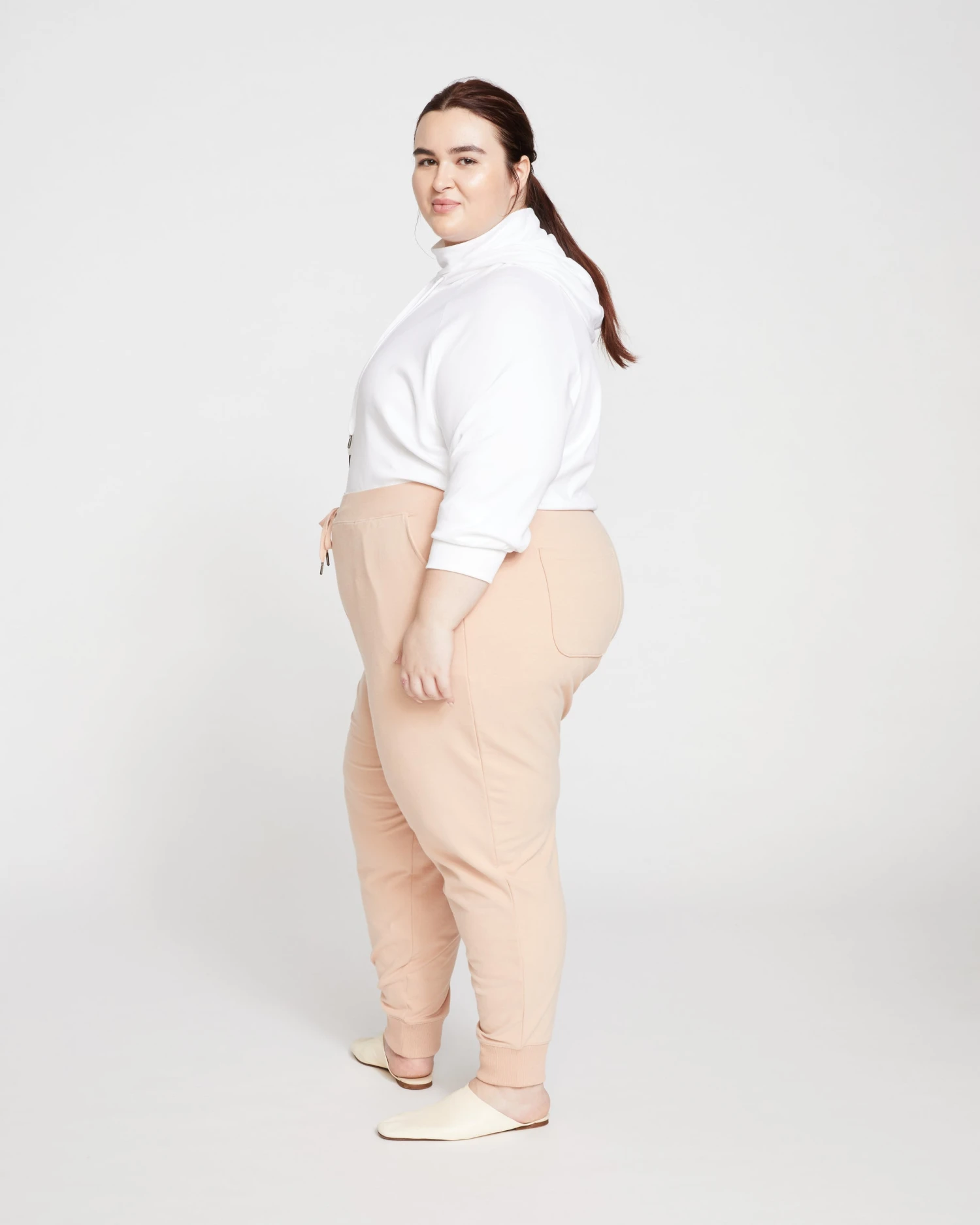 Heather Brushed Terry Drawstring Jogger - Mahogany Rose - Image 3