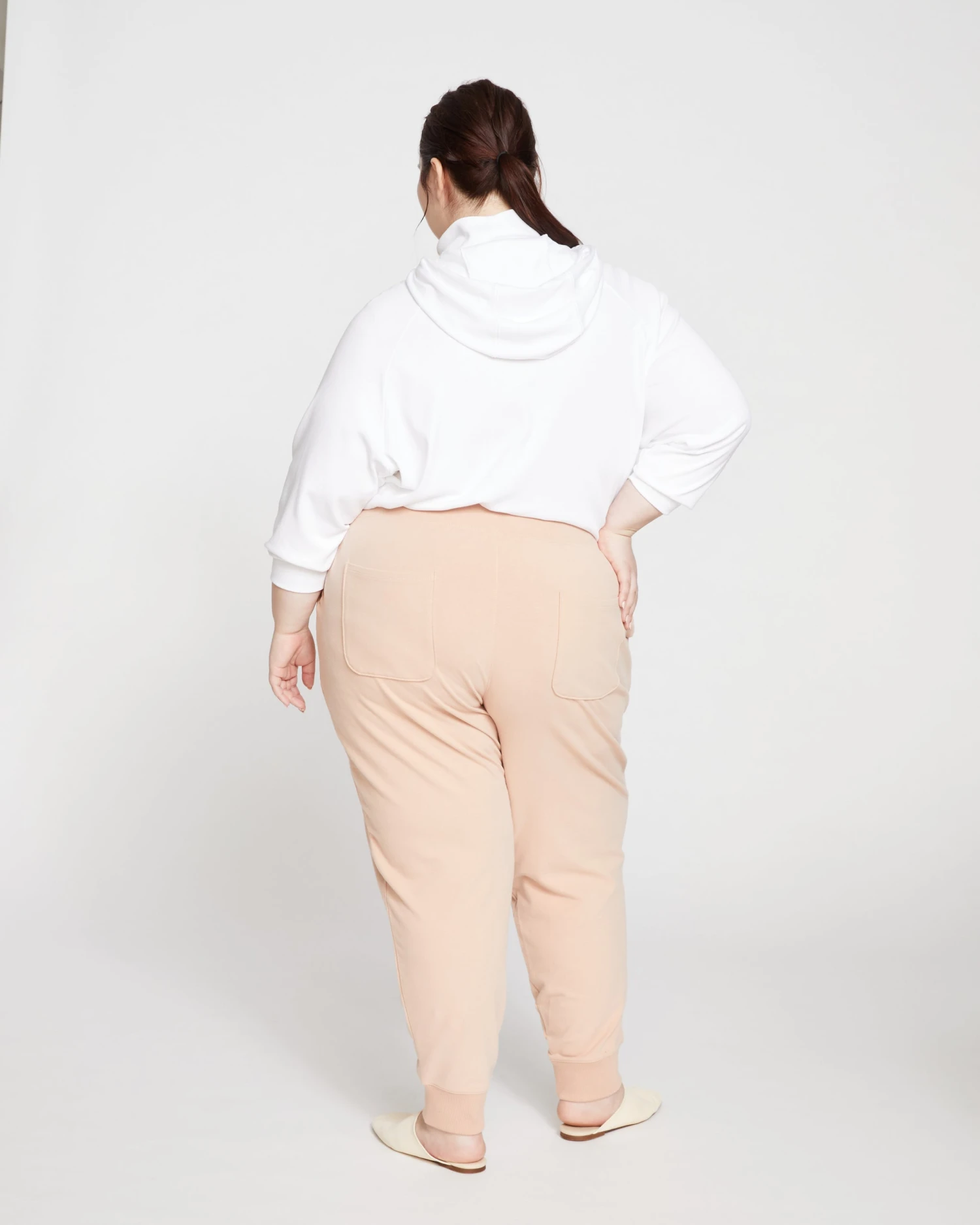 Heather Brushed Terry Drawstring Jogger - Mahogany Rose - Image 4