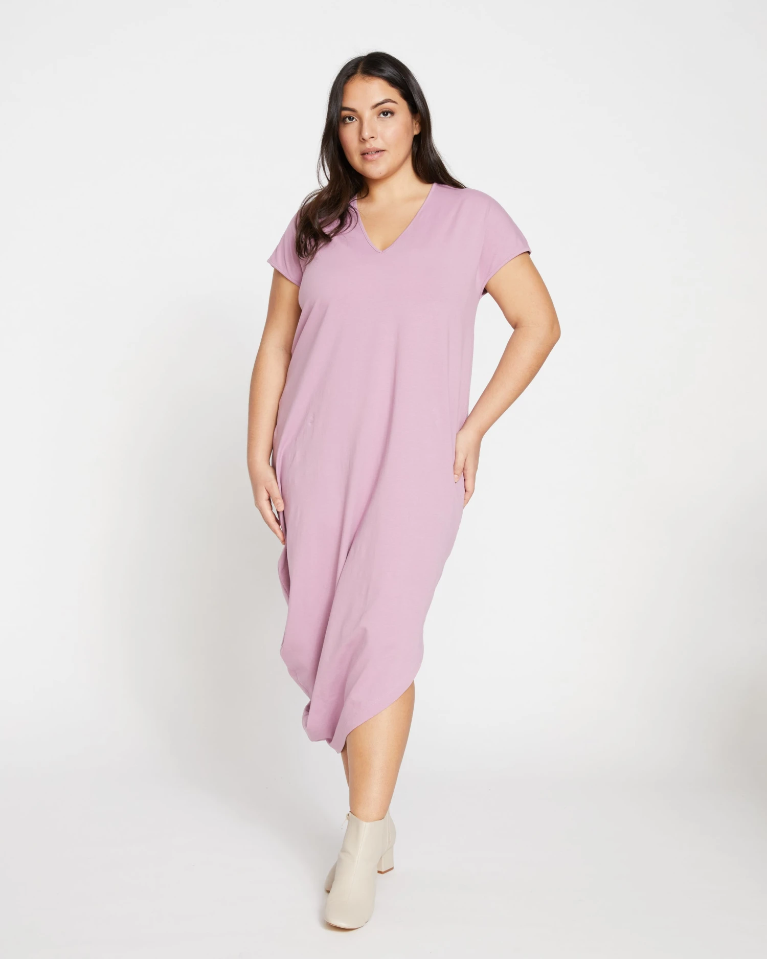 Iconic Geneva V-Neck Dress - Lilac - Image 2