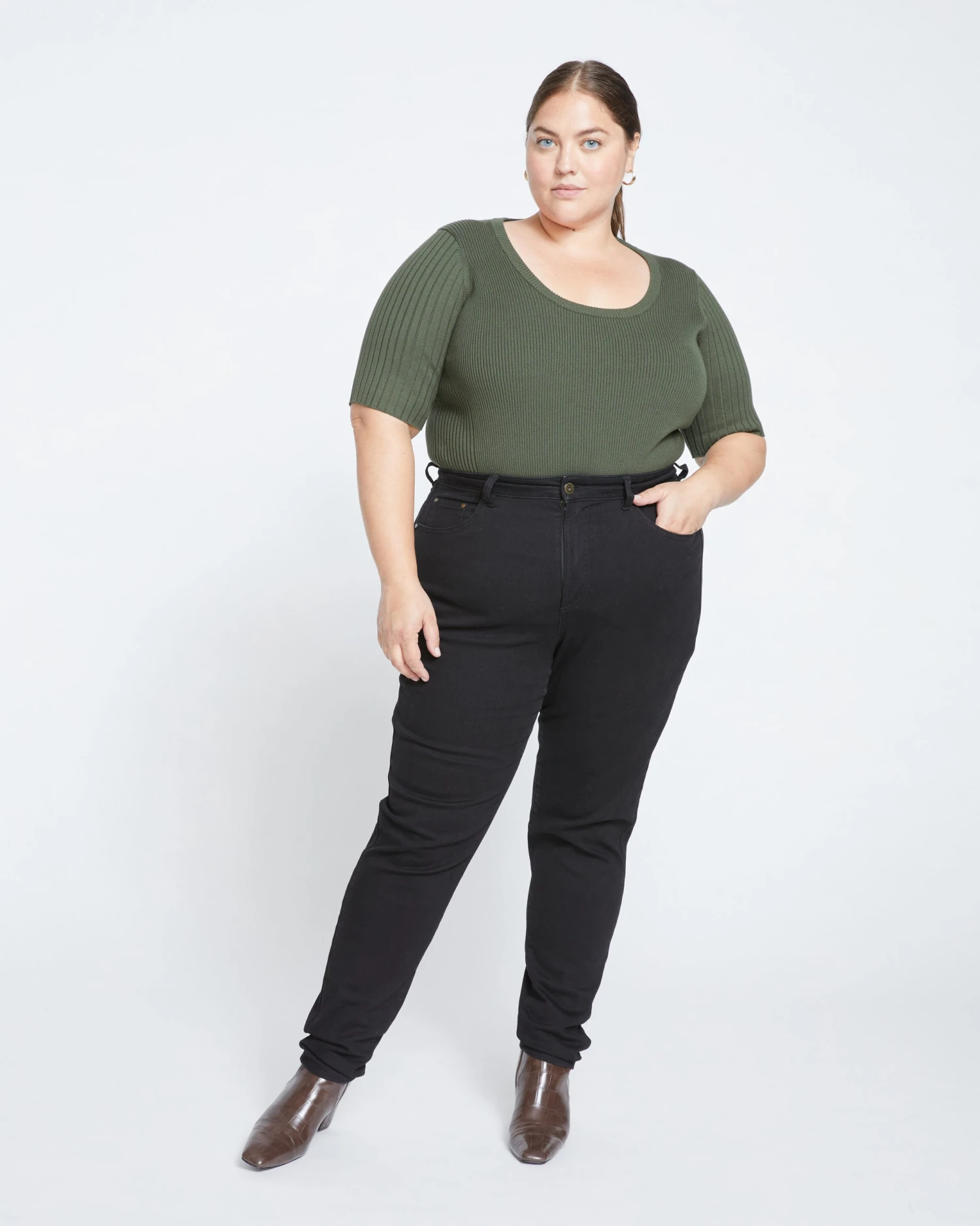 Joni High Rise Curve Slim Leg Jeans 32 Inch - Black - Image 2