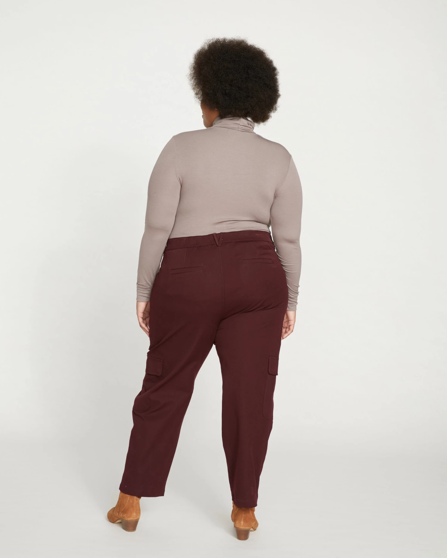 Karlee Stretch Cotton Twill Cargo Pants - Black Cherry - Image 4