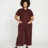 Kate Stretch Cotton Twill Jumpsuit - Black Cherry