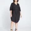 Starboard Linen Wrap Shirtdress - Black