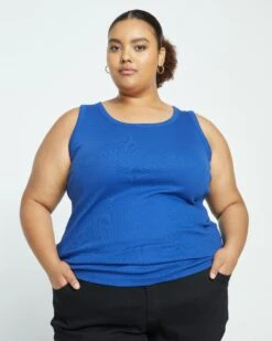 Loire Ribbed Tank - Lapis