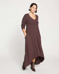 Athena Long Sleeve Divine Jersey Dress - Burnished Brown