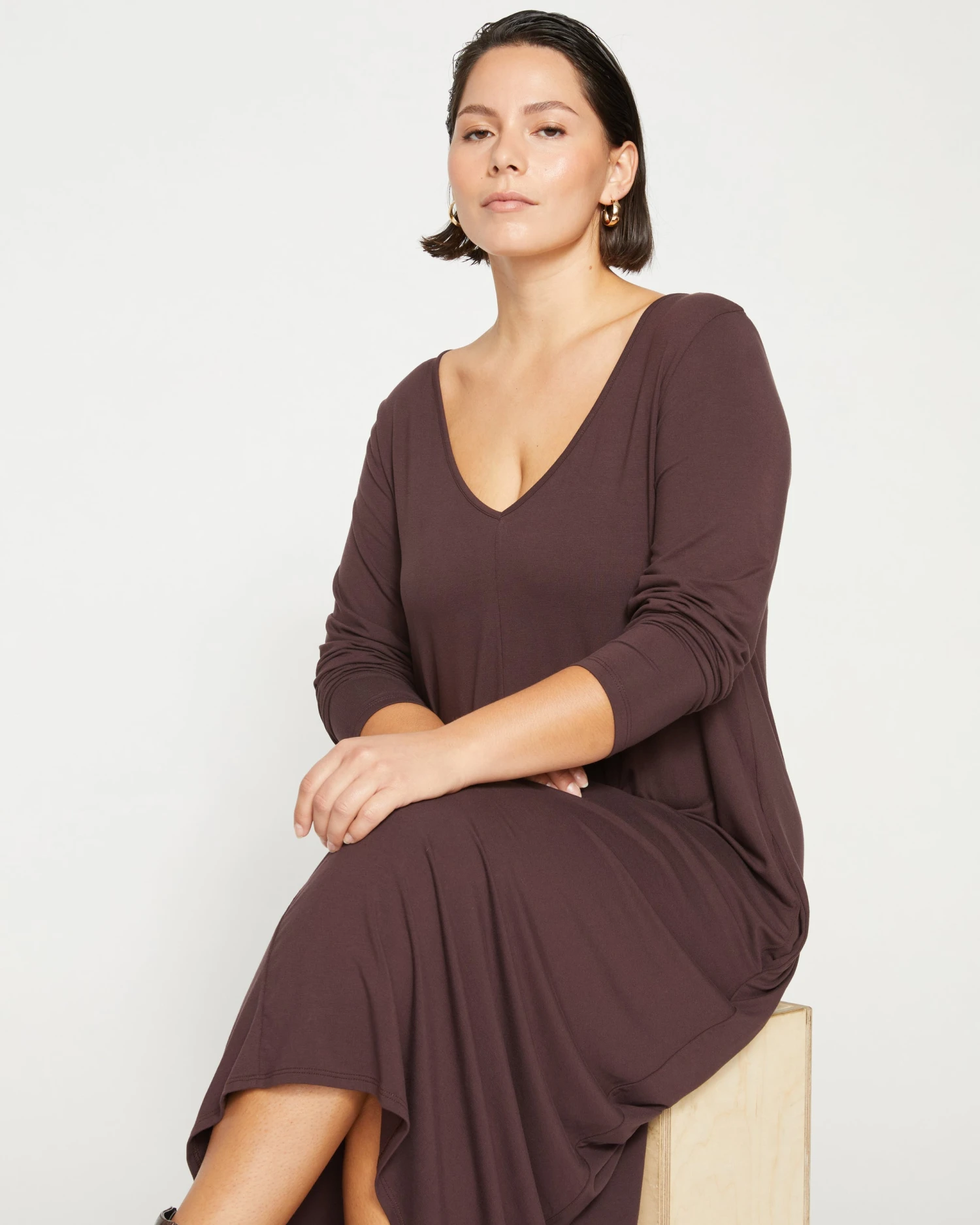 Athena Long Sleeve Divine Jersey Dress - Burnished Brown - Image 2