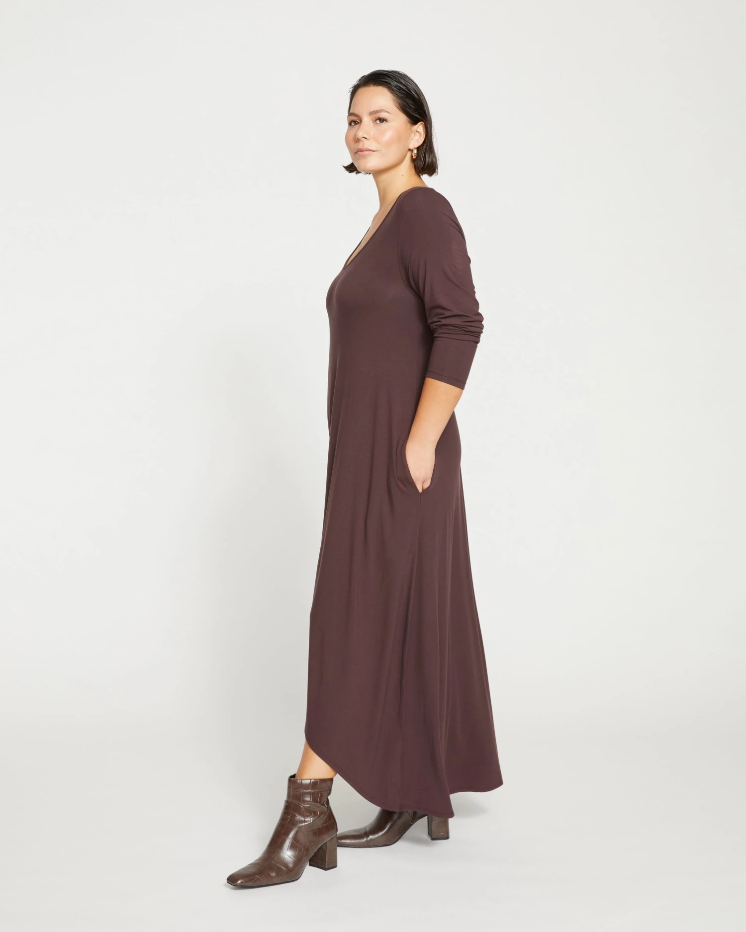 Athena Long Sleeve Divine Jersey Dress - Burnished Brown - Image 3