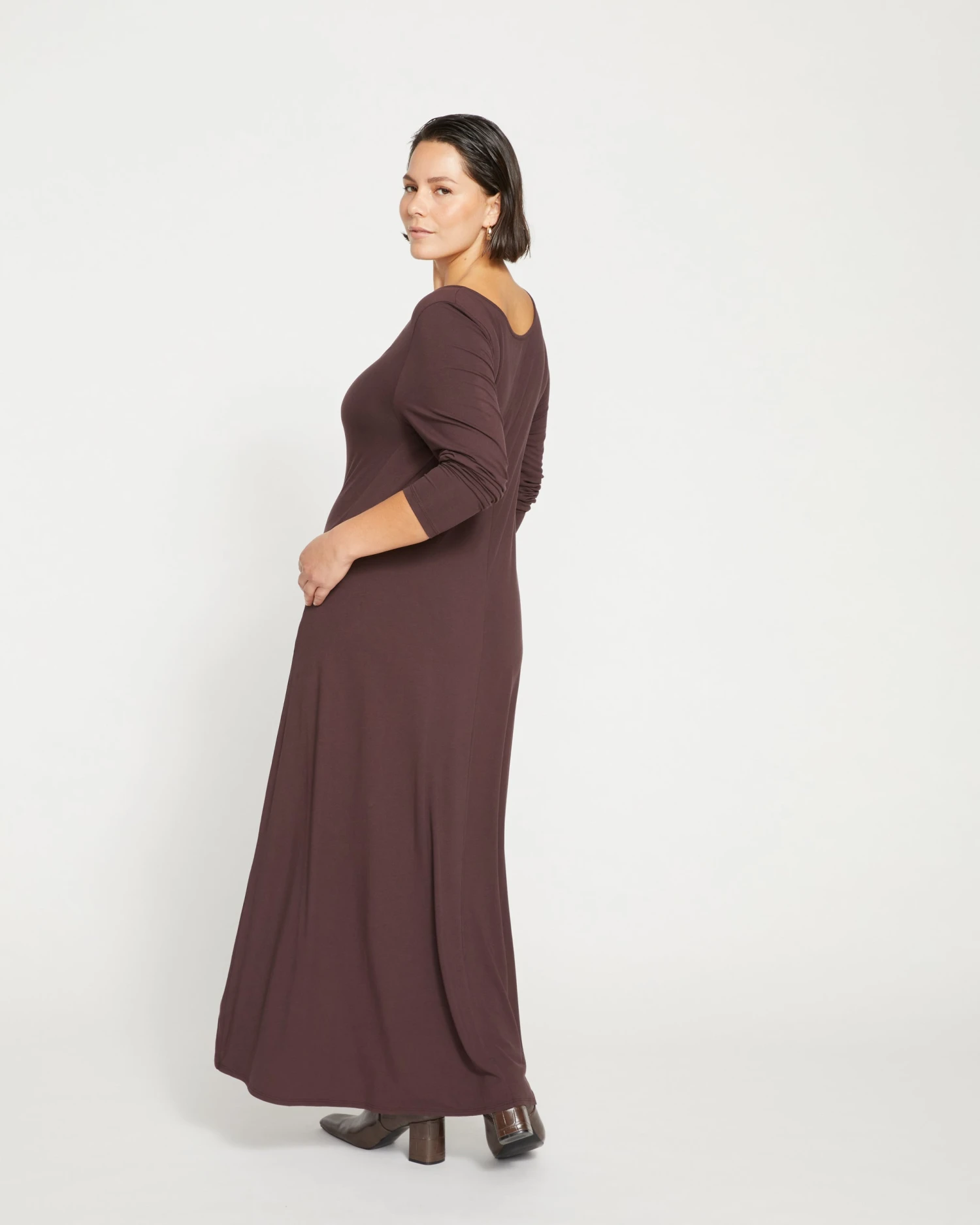 Athena Long Sleeve Divine Jersey Dress - Burnished Brown - Image 4