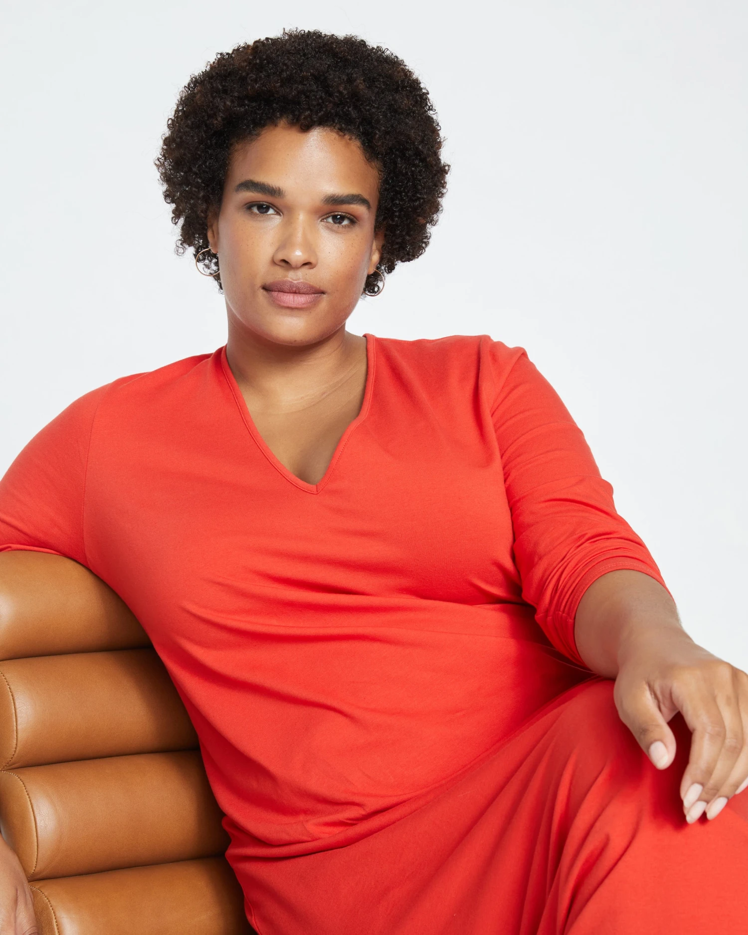 Iconic Long Sleeve V-Neck Geneva Dress - Sanguinello