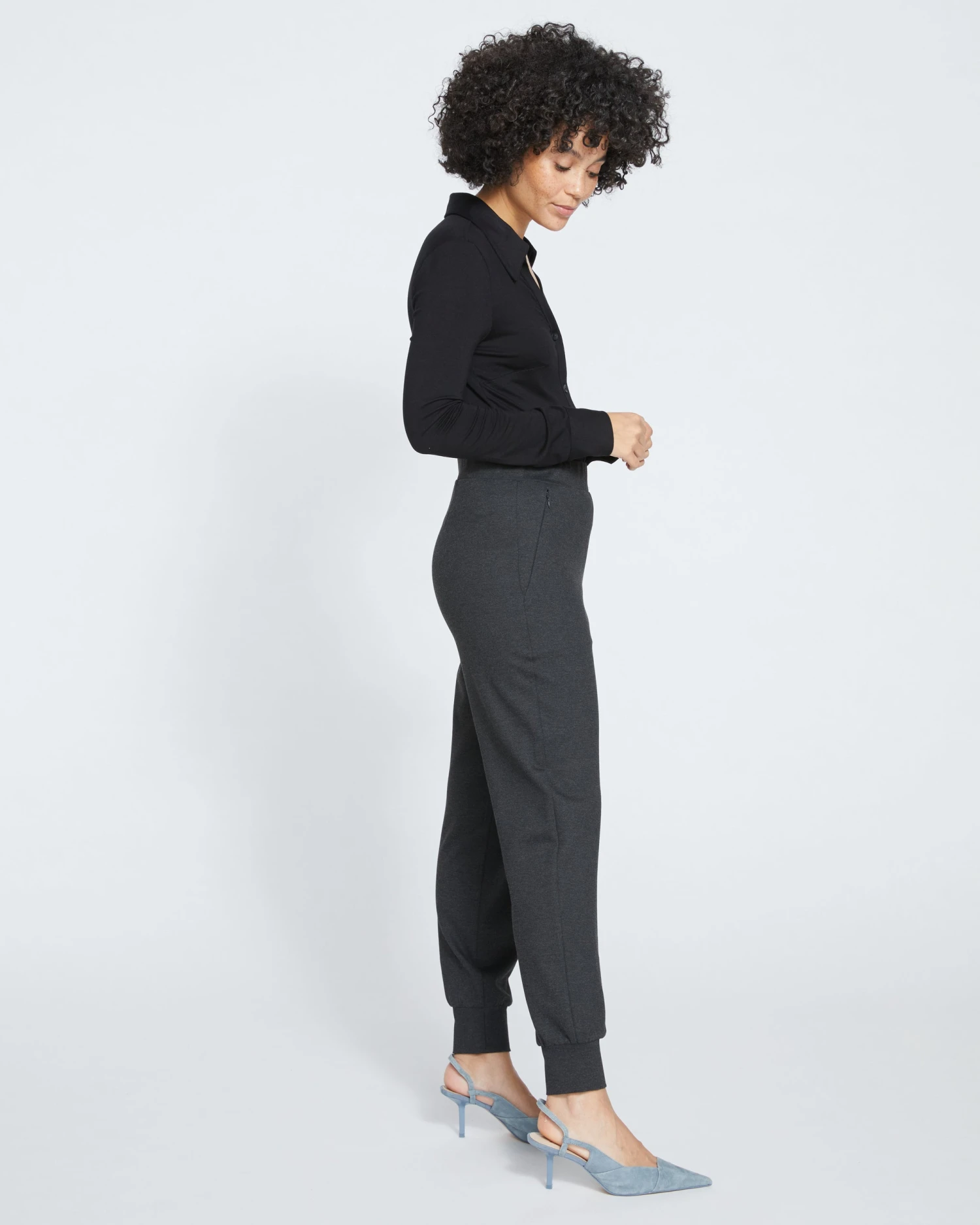 Luxe Laid-Back Ponte Joggers - Charcoal - Image 3
