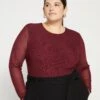 Tinsel Jersey-Lined Fine Mesh Top - Rioja