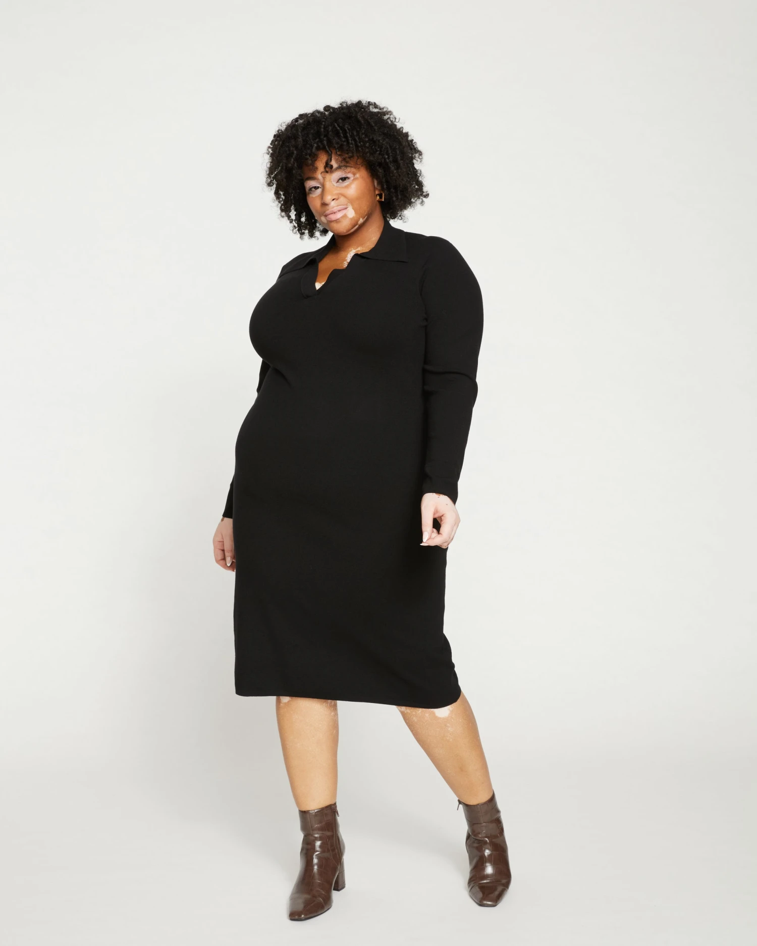 Milano Knit Polo Dress - Black