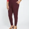 Moro Pintuck Pocket Ponte Pants - Black Cherry