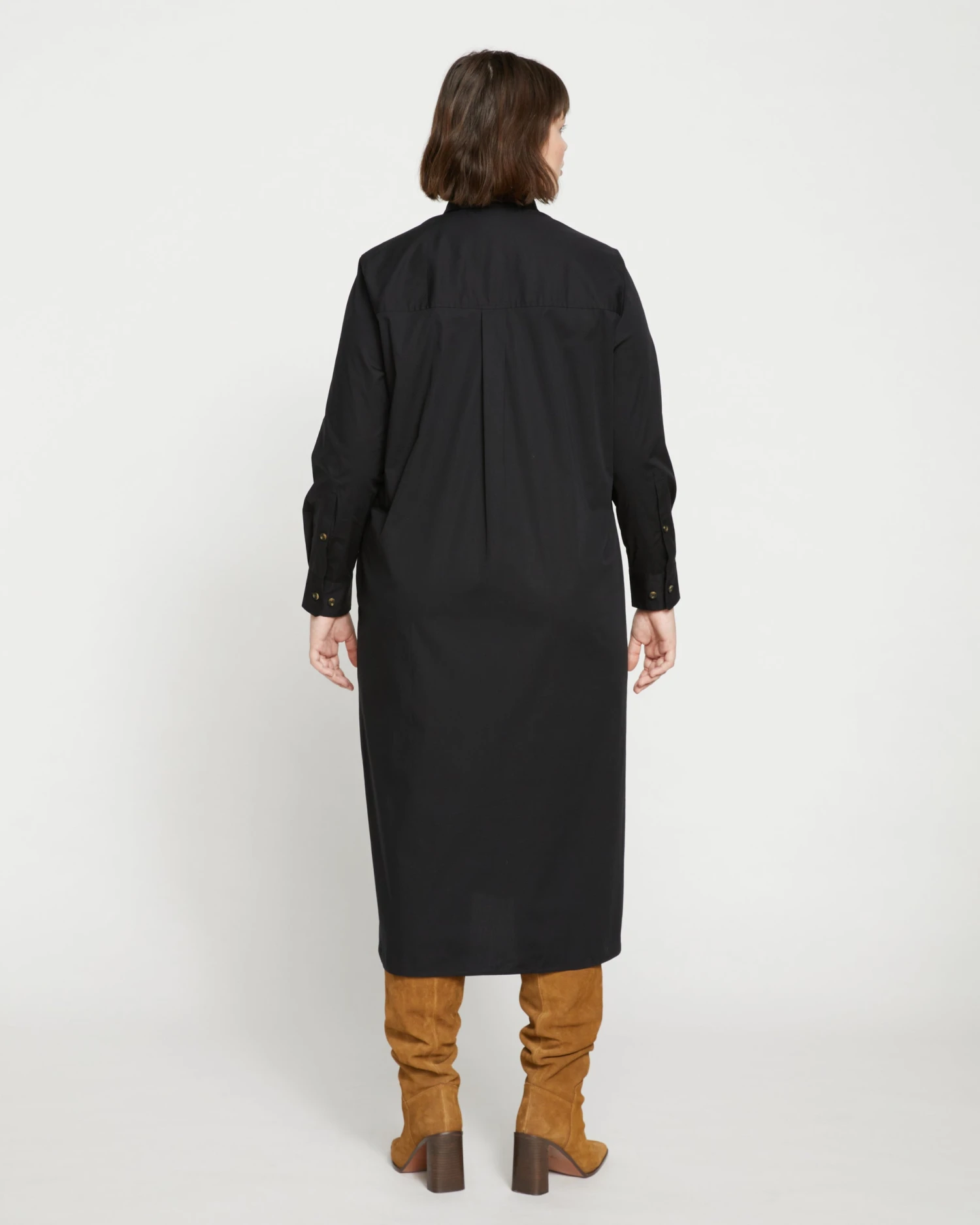 Odeon Stretch Poplin Shirtdress - Black - Image 4