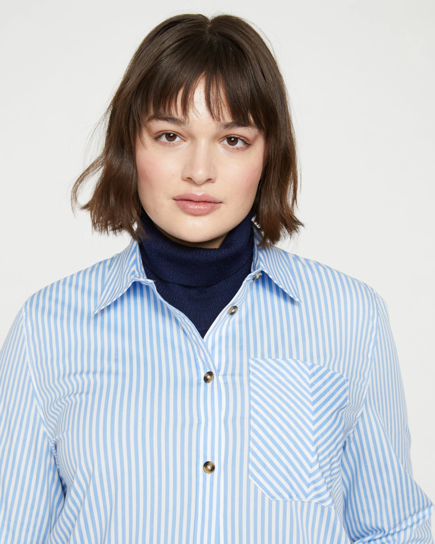 Odeon Stretch Poplin Shirtdress - Blue/White Stripe - Image 2